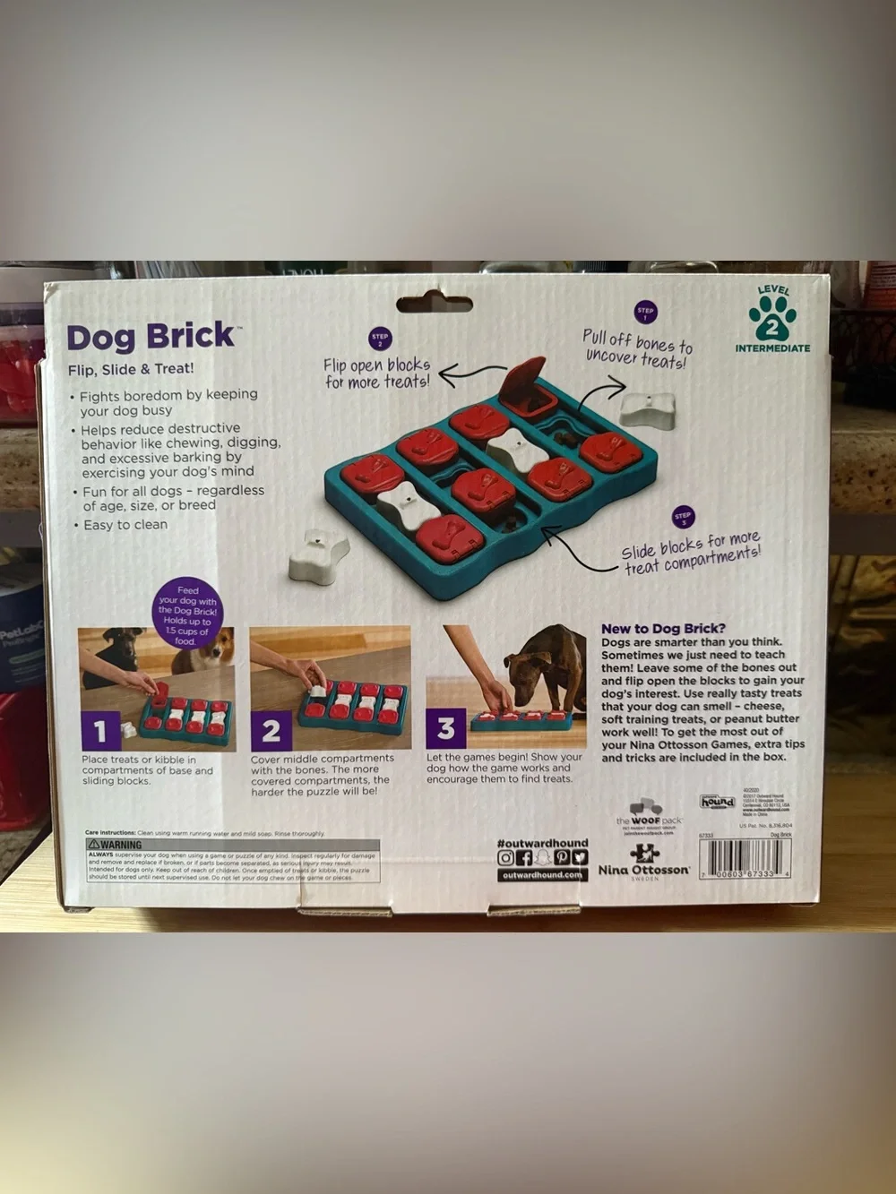 Outward Hound by Nina Ottosson Dog Brick – Interactive Treat Puzzle Enrich Toy